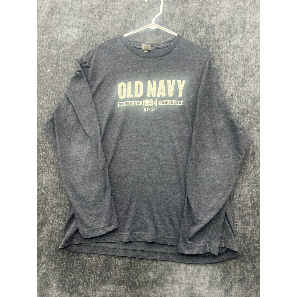 Old‎ Navy 1994 T Shirt Mens Large Gray Cotton Long Sleeve Regular Fit Crew Neck